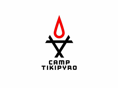 Camp Tikipyro Logotype abstract burning campfire fire icon logotype logs minimalism pyro summer tiki torch