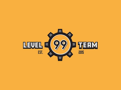 Level 99 Team Alt. Logo Design branding design developer game gear iconography indie logotype side project typography yellow