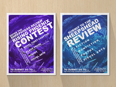 Sheepshead Review Promotional Flyers Spring 2015 blue campaign design editorial flier graphic journal poster promotional purple typography uwgb