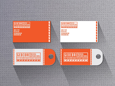 Geocore Business Cards & Tags branding calling construction design graphic identity industrial inverse orange print shadow