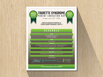 Tourette Syndrome Parent Education Day Flier advertising calendar camp design flyer graphic handout invitation mail poster print schedule