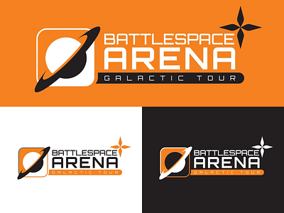 Battlespace Arena: Galactic Tour (Logo Design) black developer esports game graphic gray indie logotype orange planet scifi screen title