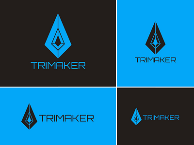 Trimaker - Blue Versions (redesign) arrow arrowhead brand branding delta design geometric graphic logo logotype pointer spear spearhead tri
