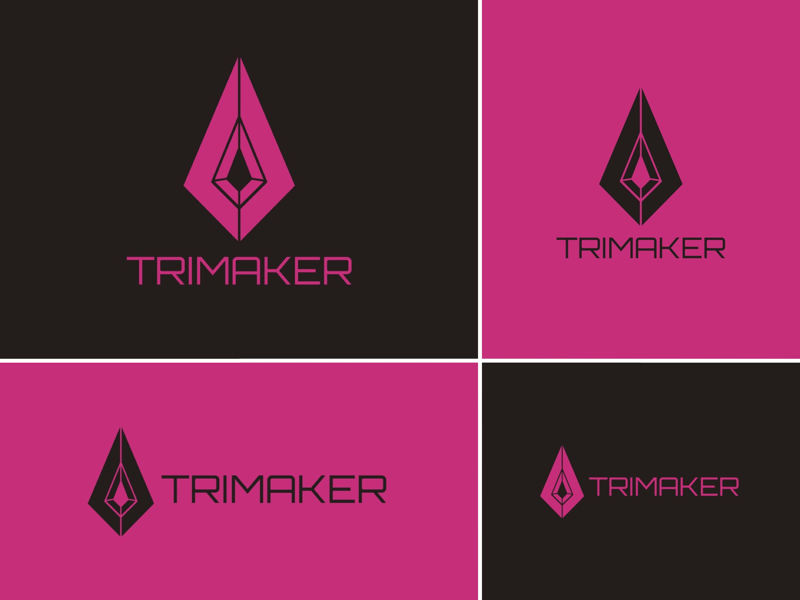 Trimaker - Pink Versions (redesign) magenta tri spearhead spear pointer logotype logo graphic geometric design delta branding brand arrowhead arrow