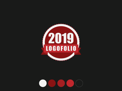 2019 Logofolio Logo Badge GIF banner circle color cover crimson design graphic happy logotype new pallet portfolio red year