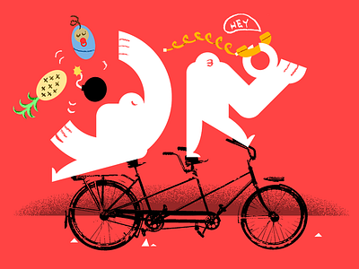 Yetis riding a bike flat illustration illustration yeti