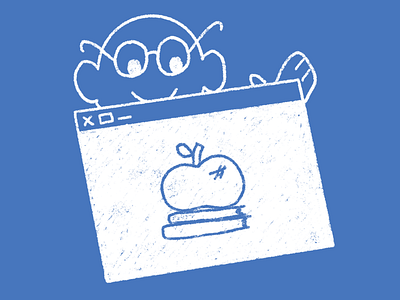 Lil’ learning kid apple browser chalk glasses illustration