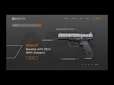 Beretta APX RDO Product Design custom ecommerce firearm gun hero product product design productdesign purchase ui uidesign uiux uxdesign weapon web webapp webdesign website