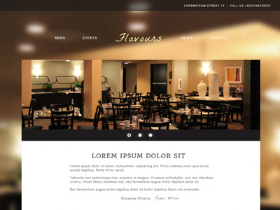 Flavours layout restaurant website