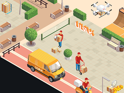 ulakapp isometric 3d animation courier delivery design graphic design illustration isometric logo motion graphics motobike tolga tolga tasci typography ui ulak ulakapp