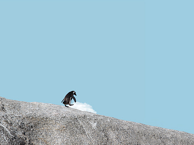 Petit Cloud - Taking a ride! blue cloud minimalist penguin