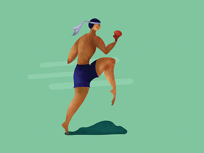 Muay Thai Fighter digital art illustration