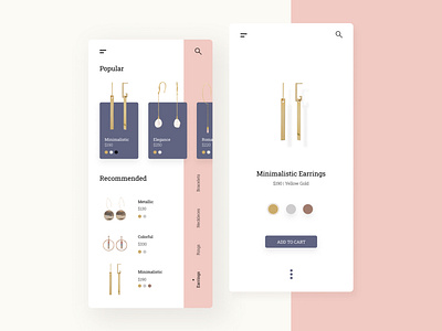 Mobile E-commerce UI Design app cards clean ecommerce jewelry minimal ui ux