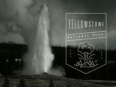 Old Faithful at Yellowstone National Park badge duo explore icon wyoming yellowstone