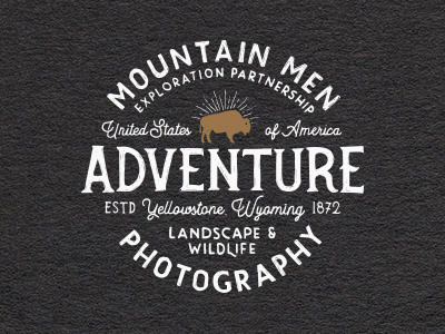 Mountain Men - Exploration Partnership adventure badge brown buffalo handletter icon illustration mountain pen photography yellowstone
