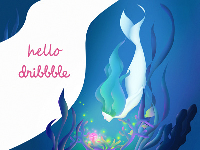 Hello Dribbble! dribbble illustration mermaid sea
