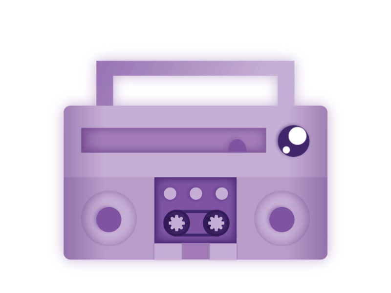 Boombox character graphic design motion graphics