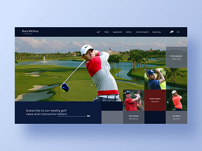 Rory McIlroy Golf UI app concept design golf interaction mcilroy page rory ui uidesign ux uxdesign visual webpage