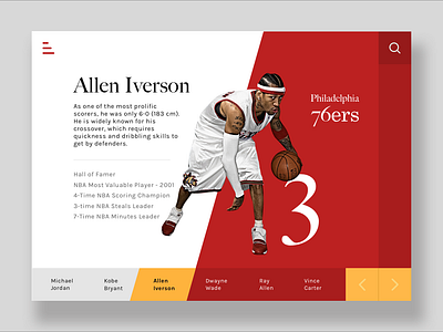 Allen Iverson Tribute UI allen basketball crossover design interaction iverson nba philadelphia ui ux
