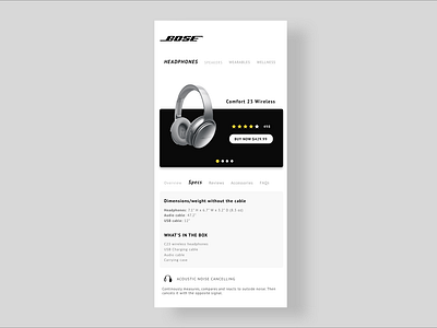 Bose Concept Page app bose cellphone concept concept app design headphones interaction page ui uidesign uxdesign