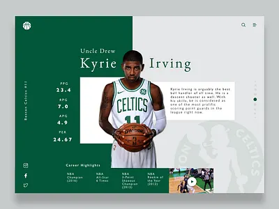 Kyrie Irving Tribute UI app dailyui design graphic interaction kyrie irving nba sports ui uidesign ux uxdesign