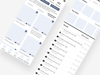 Cooking App Wireframes