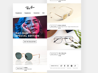 Ray-Ban Email Design app design email glasses graphic interaction rayban ui uidesign ux webpage
