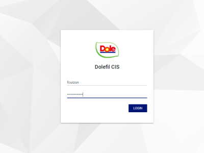 Login page created for a system in Dolefil design graphic design ui ux
