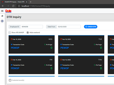 DTR Inquiry system design for Dolefil