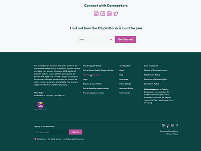 Footer design for Careseekers