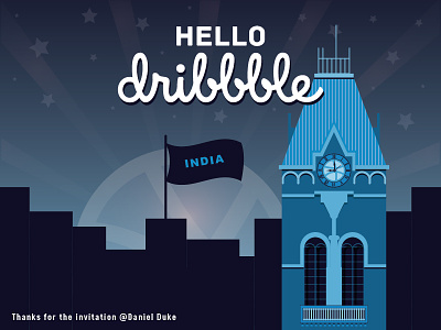 Hello Dribble bhagirath debut dribbble first hello illustration shot thanks