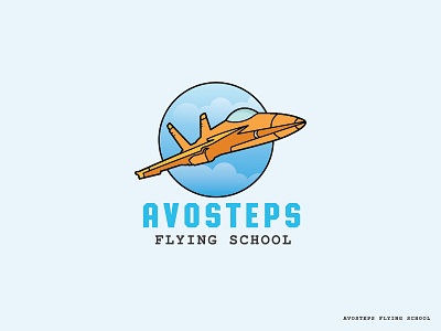 Avosteps Flying School aeroplane aircraft avosteps bhagirath blue cargo circle flying illustration logo military plane school