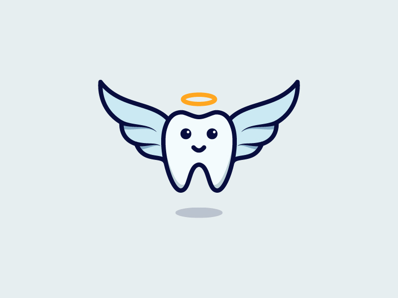 Angel Logo angel aniamtion art bhagirath character clinic creative dental logo flying gif logo logo design minimal teeth wings