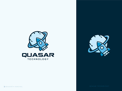 Quasar Technology bhagirath brand branding galaxy illustration logo mark minimal planet q logo rocket logo space space logo technology logo