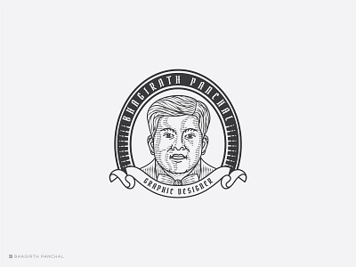 Self-portrait art badge bhagirath engraving etching face icon illustration line lineart minimal vector vectorartwork