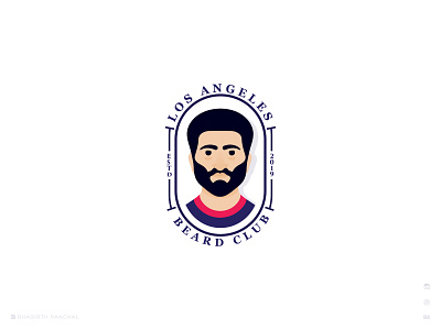 Los Angeles Beard Club logo art badge logo barber logo barbershop beard beardman bhagirath brand branding character club logo creative flat icon logo mark minimal typography