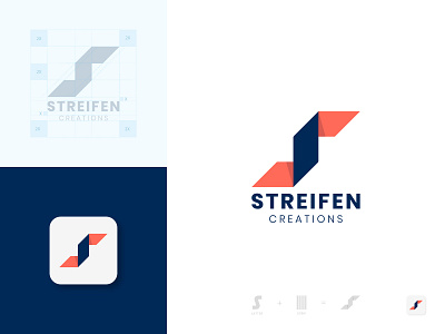 Streifen Creation Logo app branding design flat grid icon logo minimal s logo simple strip