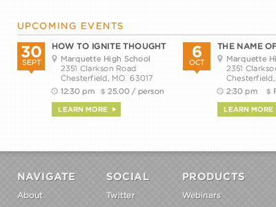 Upcoming Events events orange pattern upcoming website