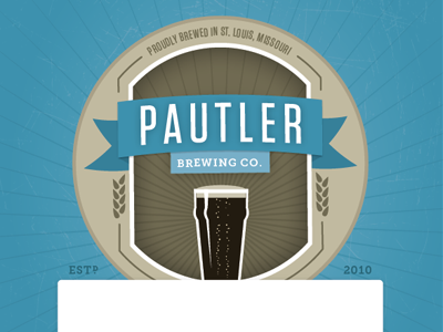 Pautler Brewery Label beer blue label packaging ribbon