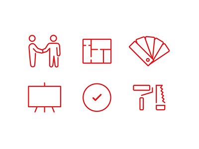 Process icons icons interior design line