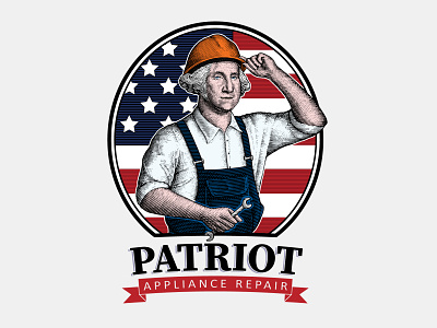 Patriot Appliance Repair Logo classic design engraving handdraw illustration logo scratchboard vintage