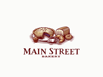 Logo for Main Street Bakery art bakery engraving handdraw illustration illustrator vector vintage