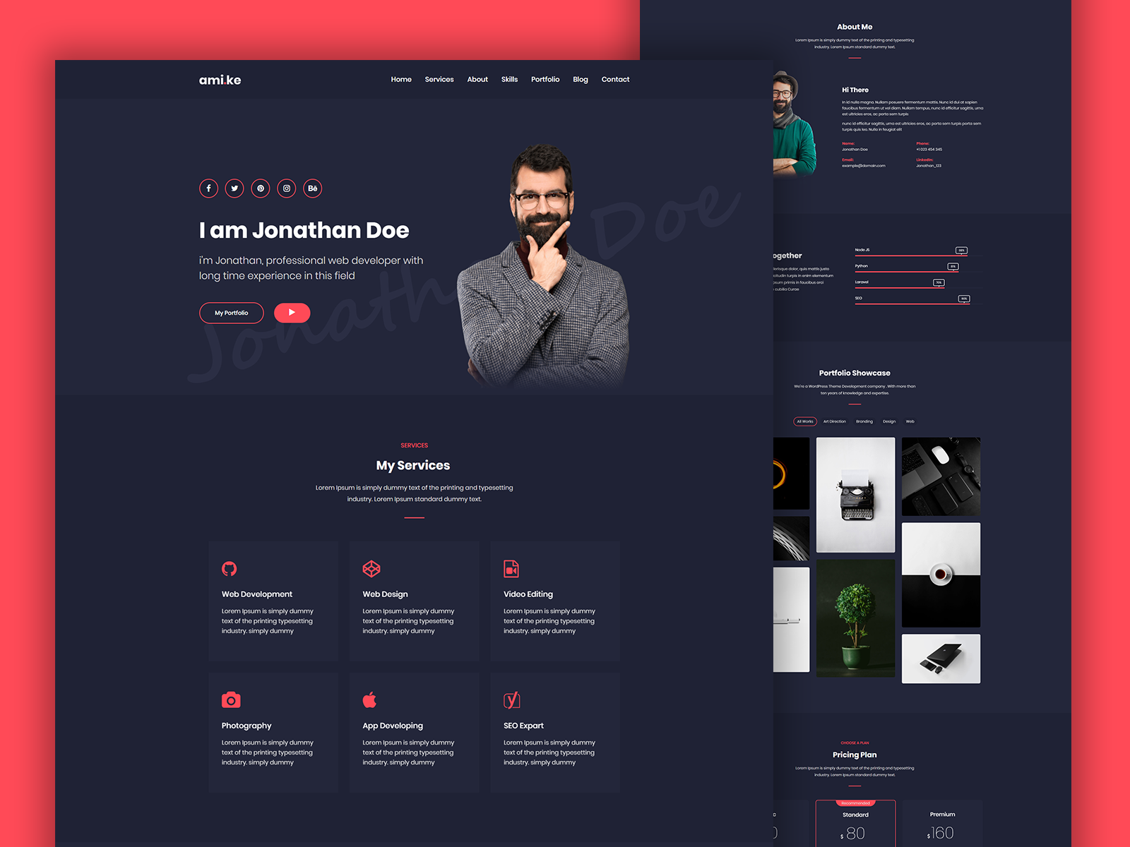 Amike - Personal Portfolio WordPress Theme by ThemeBing on Dribbble