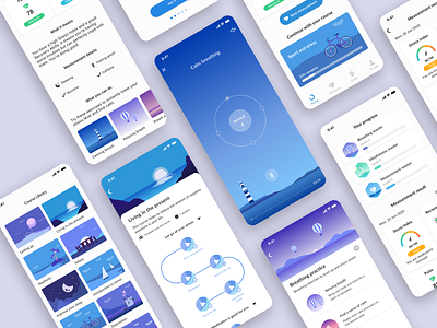 Stress Guide app app design calm guide health illustraion landscape meditation mindfulness mobile mobile ui nature product design ux