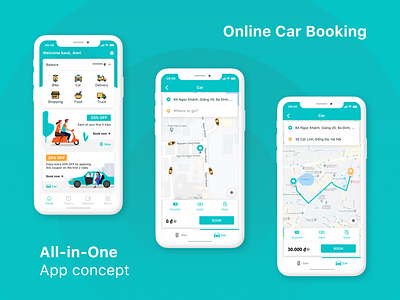 Online Car Booking concept design flatdesign mobile app ui uiux ux