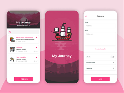 My Journey - Note-taking app design concept design flatdesign illustration mobile app uiux