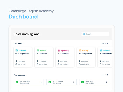 Learning platform Dashboard concept dashboard design uiux