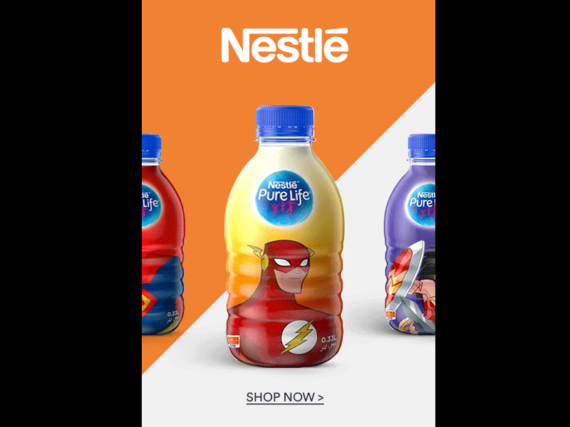 Nestle Waters colors e commerce gif graphic design motion nestle superheros water water bottle