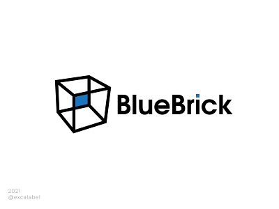 BlueBrick block blue brand brand identity branding design icon line logo monoline outline simple