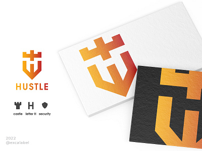 Hustle brand brand identity branding castle design icon letter logo type vector